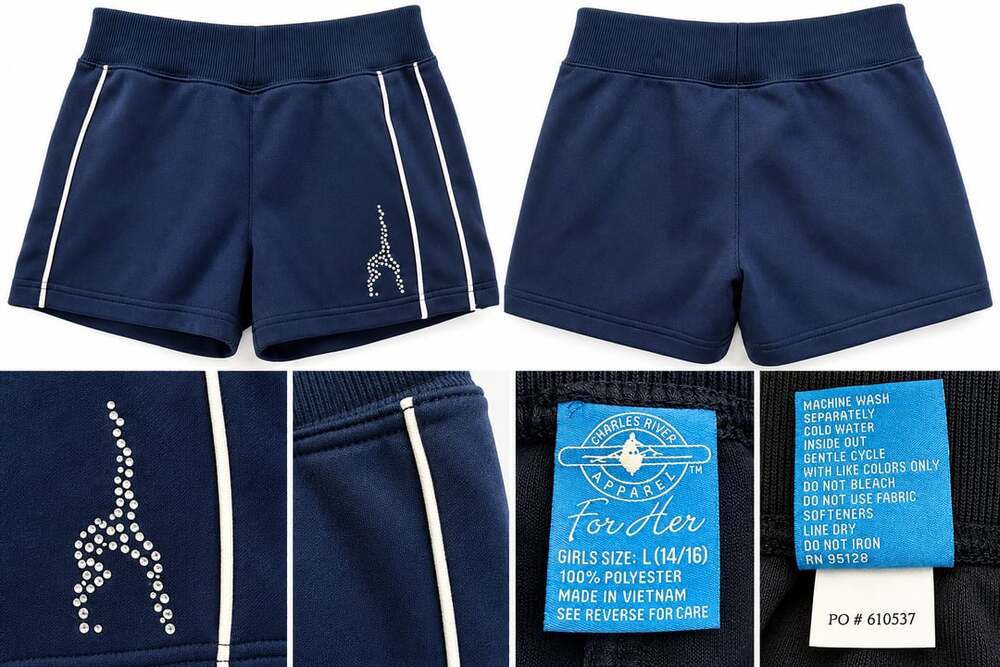 Charles River Apparel Girls Gymnastics Shorts – Navy – Size L (14/16) – NEW